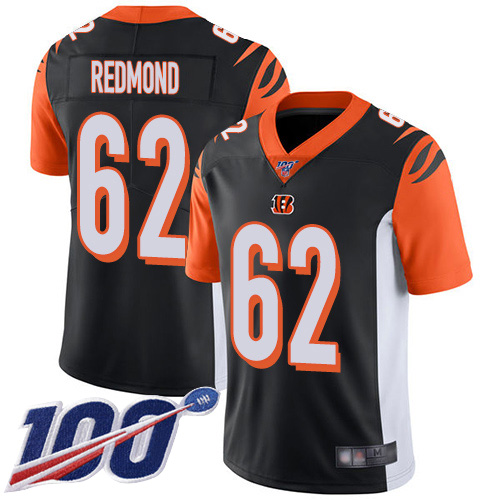 Cincinnati Bengals Limited Black Men Alex Redmond Home Jersey NFL Footballl #62 100th Season Vapor Untouchable